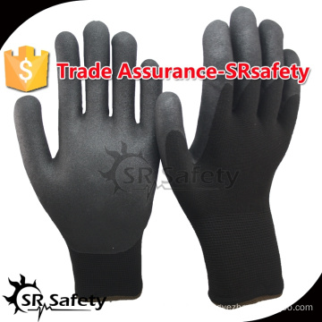 SRSAFETY 13G Knitted nylon liner nitrile coated black work glove/nitrile palm gloves